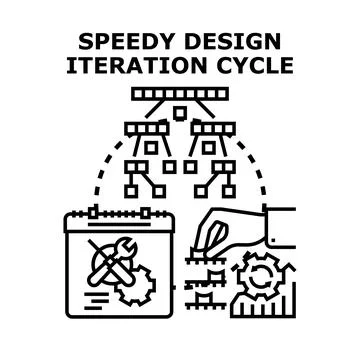 Speedy design iteration cycle concept developing 스톡 일러스트