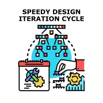 Speedy design iteration cycle concept developing 스톡 일러스트