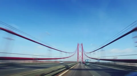 Speedy Driving on a 25 de Abril Bridge in Lisbon Stock Footage 59703956
