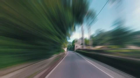Speedy Driving on a Narrow Road in Forest Stock Footage
