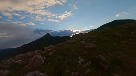 Speedy drone shot through Caucasus mountain range. Stock Footage 305801255