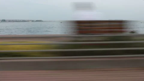 Speedy moving or panning background of coastal sea line for green box studio Stock Footage 140795495