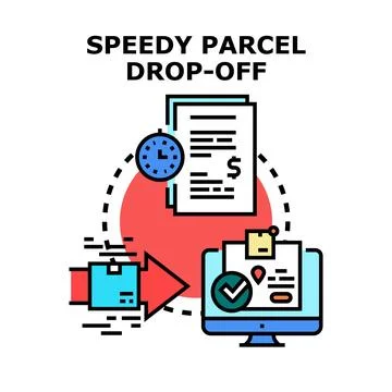 Speedy parcel drop off logistics and delivery concept Stock Illustration