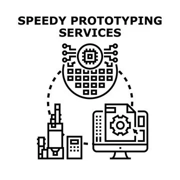 Speedy prototyping services visualizing engineering and design development Illustrazione stock