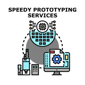 Speedy prototyping services visualizing engineering and design development Stockillustratie