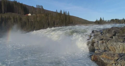 Speedy river flowing through in forest Stock Footage 86178828