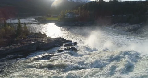 Speedy river gushing through the rocks in forest Stock Footage 86178794