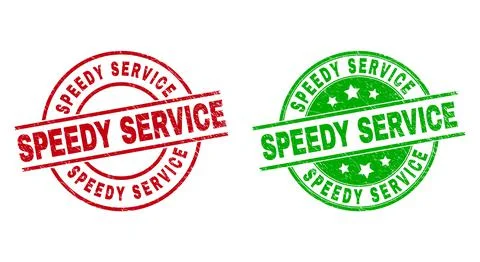 SPEEDY SERVICE Round Seals Using Distress Texture Stock Illustration