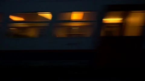 Speedy train passing close white house in dark night  Stock Footage 46213815