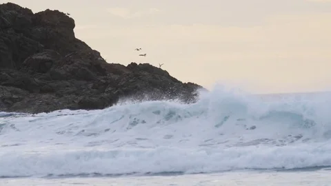 Speedy waves moving towards coast Stock Footage 71540488