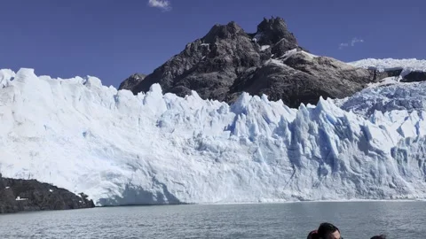 Spegazzini Glacier Front Beneath Rugged Patagonian Peaks Stock Footage 341518394