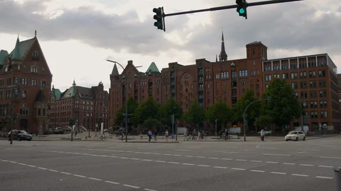 The Speicherstadt - the largest warehouse district in the world, Hamburg,Germany Stock Footage 86800480