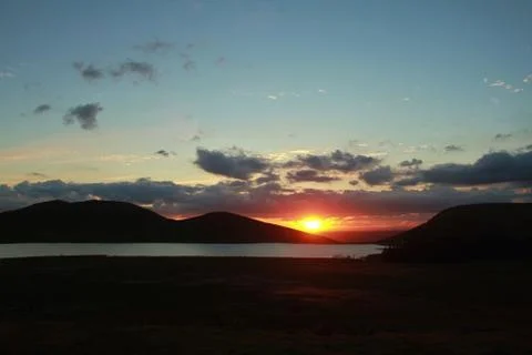 Spelga Dam at Sunset Foto stock