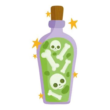 Spell bottle with bones Ilustração Stock