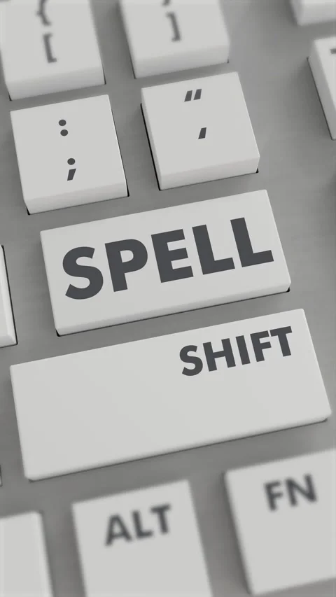 SPELL BUTTON PRESSING ON KEYBOARD Vertical Video Stock Footage 302441442