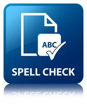 Spell check document blue square button Ilustração Stock