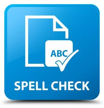 Spell check document cyan blue square button Stock Illustration