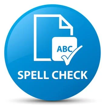 Spell check document cyan blue round button Ilustração Stock