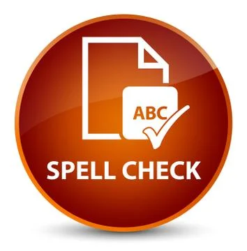 Spell check document elegant brown round button Stock Illustration