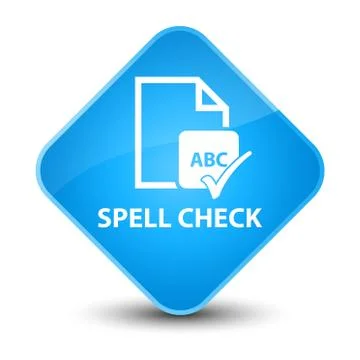 Spell check document elegant cyan blue diamond button Ilustração Stock