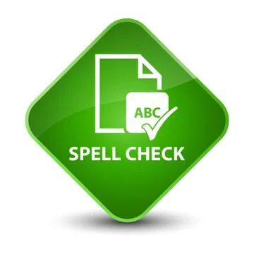 Spell check document elegant green diamond button Stock Illustration
