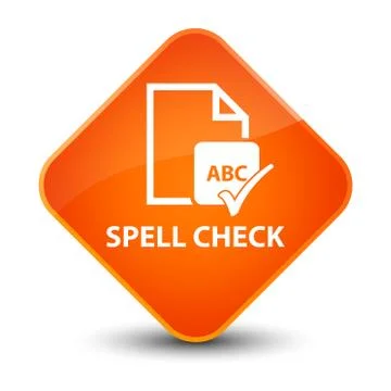 Spell check document elegant orange diamond button Stock Illustration