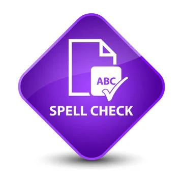 Spell check document elegant purple diamond button Illustrazione stock