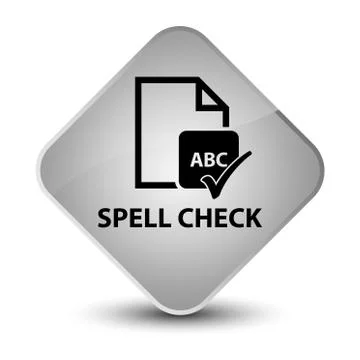 Spell check document elegant white diamond button Illustrazione stock