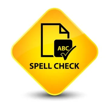 Spell check document elegant yellow diamond button 스톡 일러스트