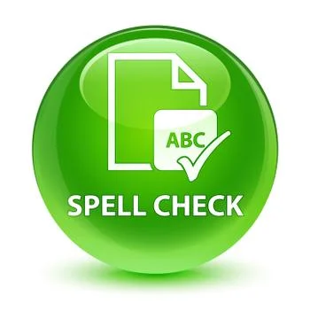 Spell check document glassy green round button 스톡 일러스트