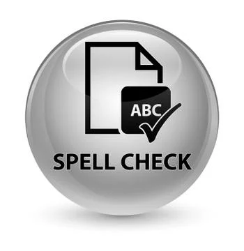 Spell check document glassy white round button Ilustração Stock