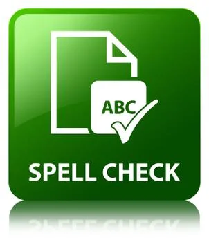 Spell check document green square button Ilustração Stock