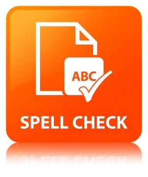 Spell check document orange square button Stock-Illustration