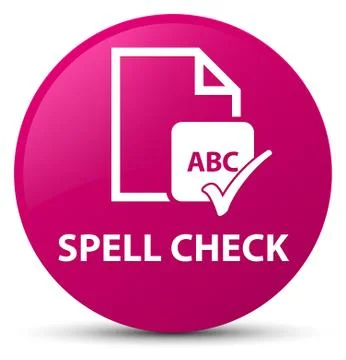 Spell check document pink round button Stock Illustration