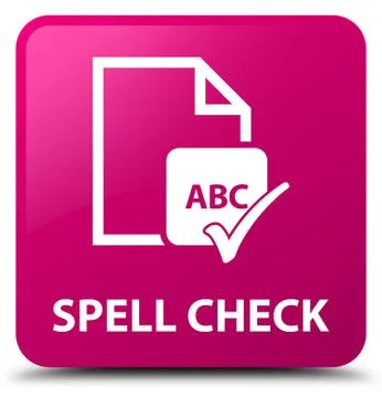 Spell check document pink square button Stockillustratie