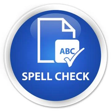 Spell check document premium blue round button Stockillustratie