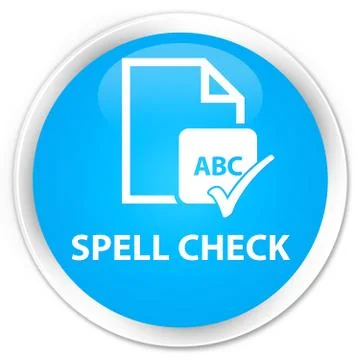 Spell check document premium cyan blue round button 스톡 일러스트