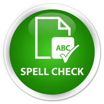 Spell check document premium green round button Ilustração Stock