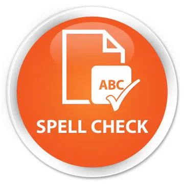Spell check document premium orange round button イラスト素材