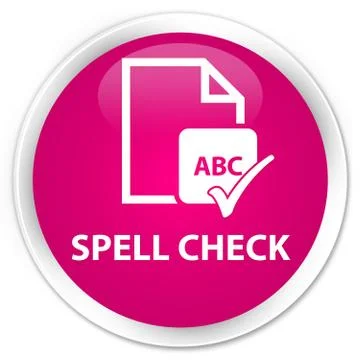 Spell check document premium pink round button Ilustração Stock