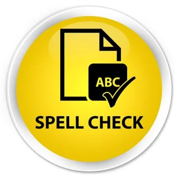 Spell check document premium yellow round button Ilustração Stock