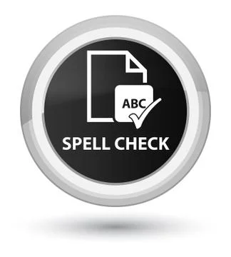 Spell check document prime black round button Stock Illustration