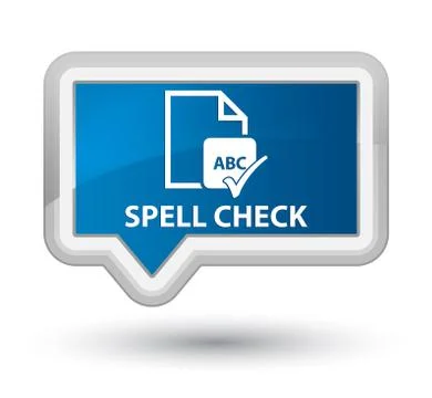 Spell check document prime blue banner button Illustrazione stock