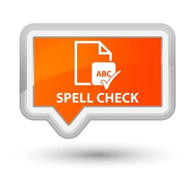 Spell check document prime orange banner button イラスト素材