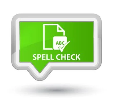 Spell check document prime soft green banner button Stock Illustration