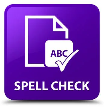 Spell check document purple square button イラスト素材