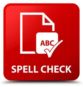 Spell check document red square button Illustrazione stock