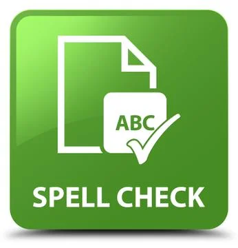 Spell check document soft green square button Stock Illustration