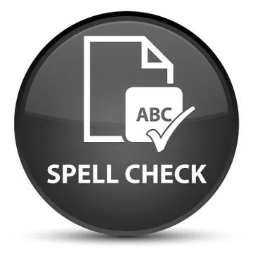 Spell check document special black round button Stock Illustration