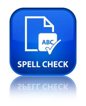 Spell check document special blue square button Ilustração Stock